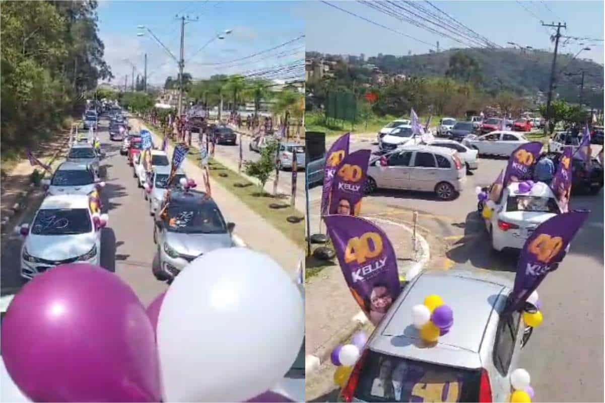 Com 900 Carros, Carreata Da Candidata A Prefeita Em Mairinque, Kelly Veneri Causa Congestionamento Na Raposo Tavares